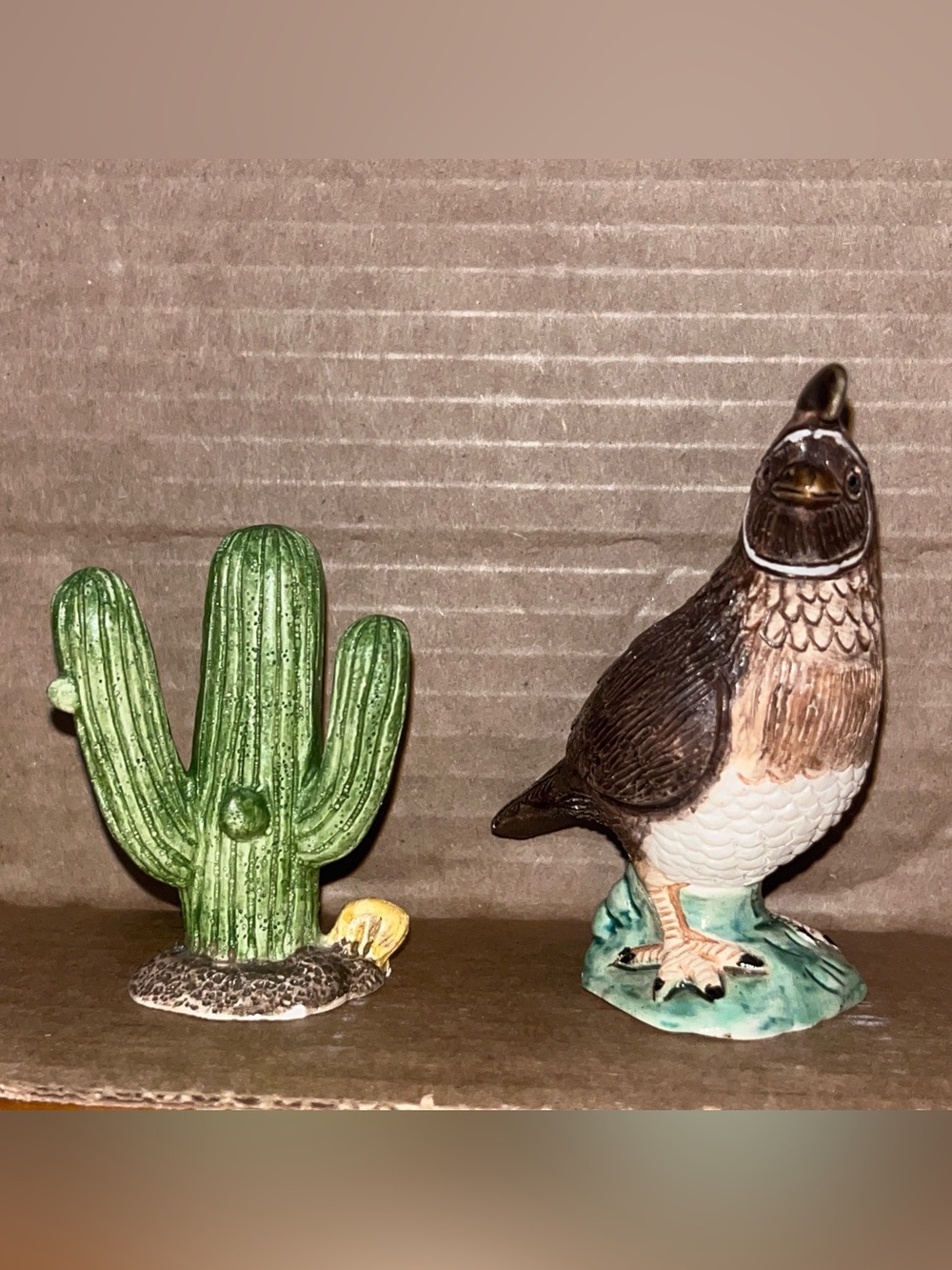Vintage holland mold Ceramic quail Saguaro Cactus Figurine SW Decor, 769